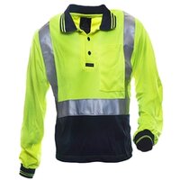 801087 Hi Vis-Polo Shirt, LS,Tape, Yellow/Blue