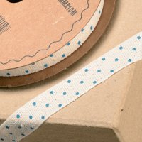 Natural Ribbon With Blue Spots - 12mm x 10m