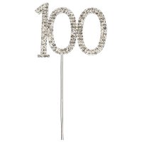 Diamante "100th" Silver Stem - 6.5 x 5.5cm