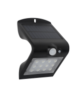 SOL 1.5W Solar LED Wall light with PIR IP65 Black 4000K