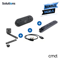 Miro Single Monitor Arm, Capsule (65W), Elite+ 4 Gang & 2.0M Starter Lead (Black)