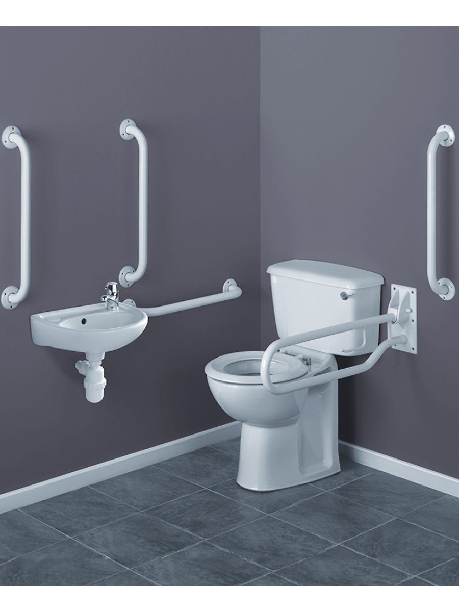 DOC M VISTA PACK C/W TMV3 MIXER 500MM BASIN  WHITE / BLUE