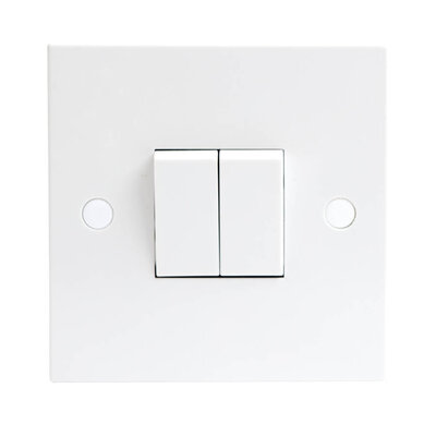10A 2 Gang 2 Way Light Switch White