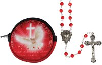 Confirmation Rosary/Red/Glass/Purse   (F61727)