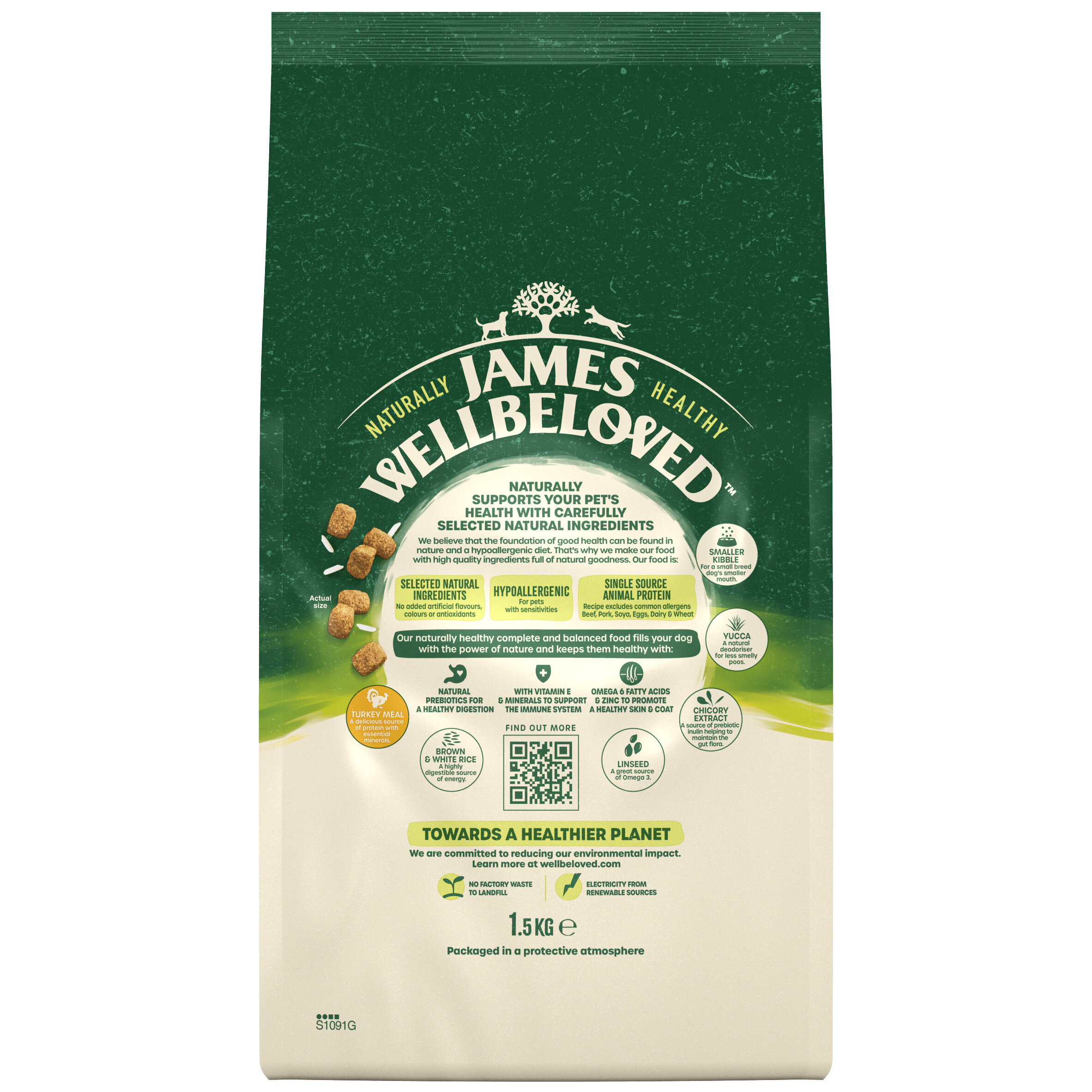 James Wellbeloved Adult Dog Small Breed Turkey & Rice 1.5kg TrustPet