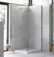 FLAIR AYO 8MM MODULAR PRIVACY OPAQUE GLASS WETROOM PANEL 900MM SILVER COMPLETE