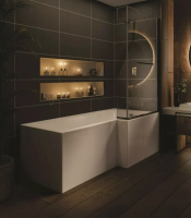 Tucker French Clapham 1700 x 850mm L-Shaped Shower Bath (Right Handed Bath) with Front Panel and Screen