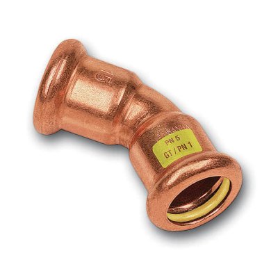 Perskoppeling gas bocht 45&deg; &Oslash;22FF