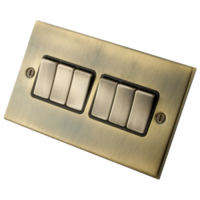 6 Gang 2 Way Antique Brass Switch MAB6LS2