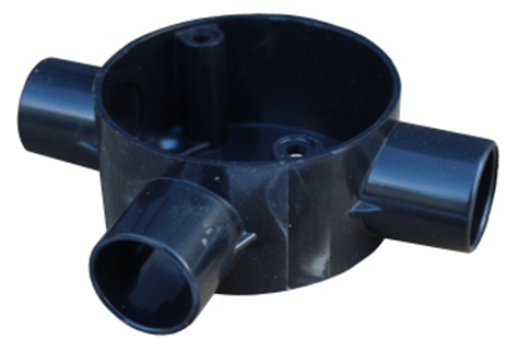 20mm PVC Tee Box Black