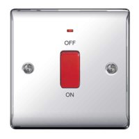 NEXUS POLISHED CHROME 45A DOUBLE POLE SWITCH WITH INDICATOR SINGLE PLATE