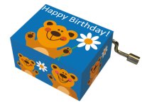 Music box, Happy Birthday, bear with flower