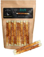 The Butcher Shop Co. 5" x 9-10mm White Twisted Stick Wrapped with DUCK 25pk x 1