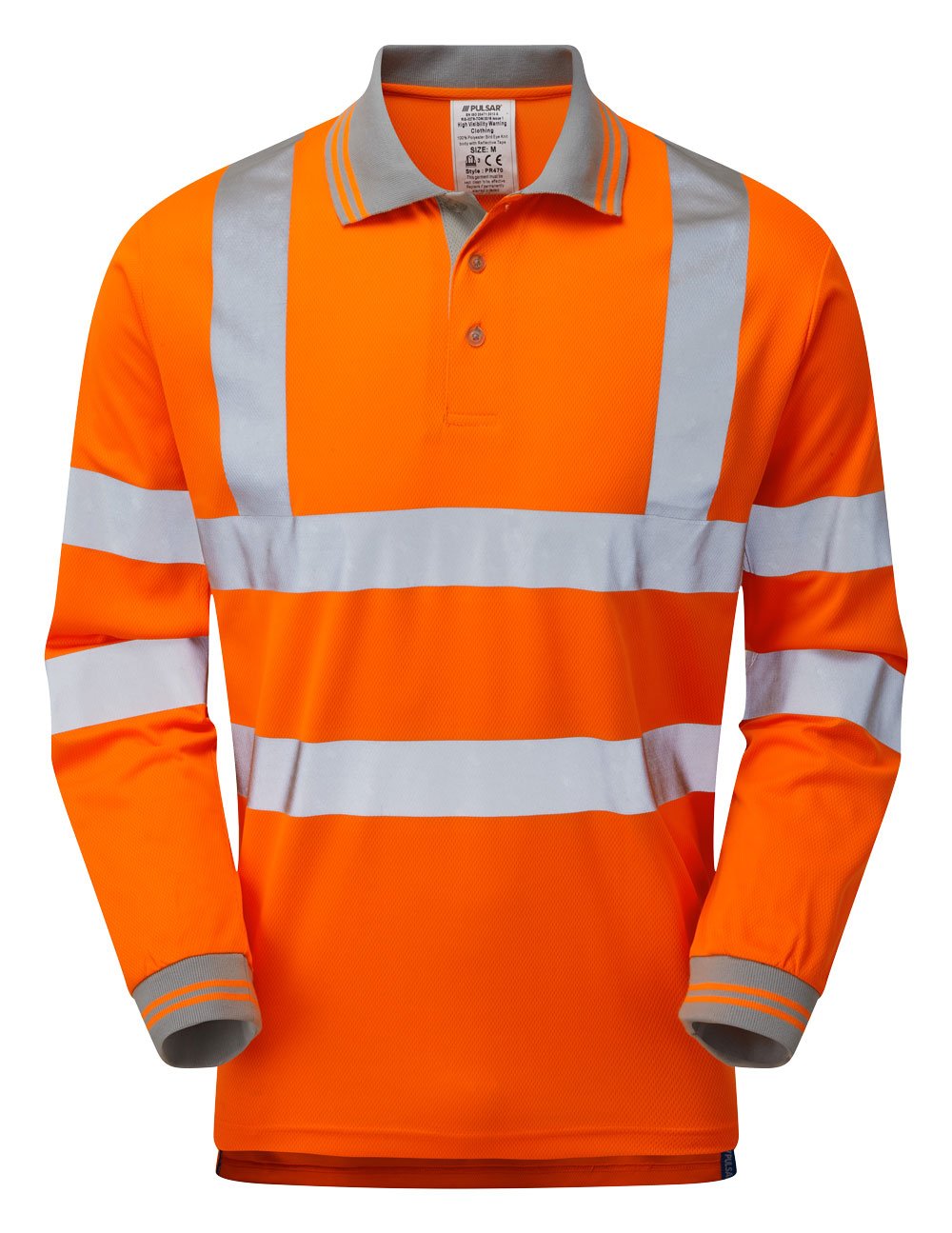 PULSAR&reg; Protect Long Sleeve Polo Shirt Orange - Recycled Content