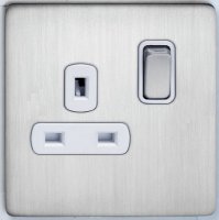 DETA Screwless 1 Gang Socket Satin Chrome White Insert | LV0201.0070
