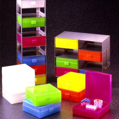100 Place Microtube Box with Hinged Lid, PP - Natural
