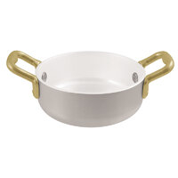 Paderno 10cm Casserole Pot Brushed Aluminium With Brass Handle