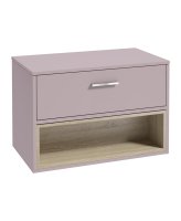MALMO 80CM SINGLE DRAWER OPEN SHELF CASHMERE PINK MATT COUNTERTOP VANITY UNIT - BRUSHED CHROME HANDLE