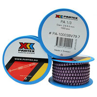 Partex PA 1/3 White 7 on Violet Coloured Cable Marker (1000)