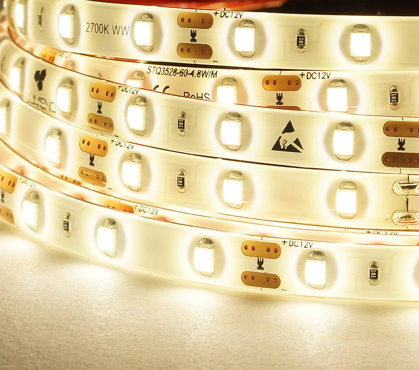 Lumeno 12V 4.8W/Mtr IP20 2700K LED Strip 5Mtr Pack