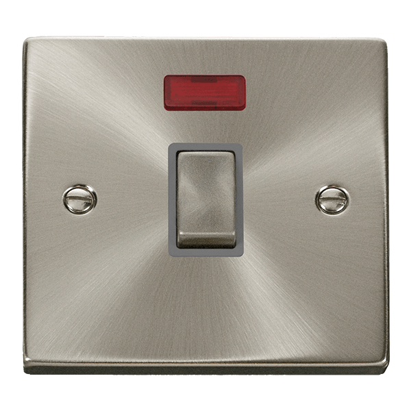 Click Deco 1G 20A DP Switch + Neon Stainless Steel Grey Insert VPSC723GY