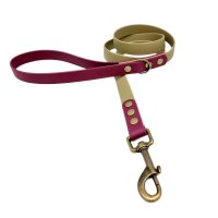 Trinkety Paws Country Collection Biothane Dog Lead Sandstone/Burgundy 120cm 20mm