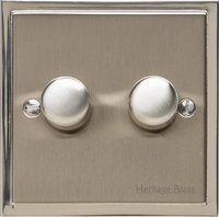 Heritage - Elite Stepped Plate - 2 Gang 2Way Dimmer 250w Satin Nickel | LV0901.1691