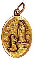 Brass Plated Medal Lady of Lourdes   (1522/LDS)