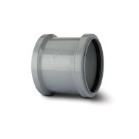 POLYPIPE SH44SG SOLVENT GREY DOUBLE RING SEAL SOCKET 110mm SOIL