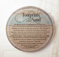 Wood Barrel Prayer Plaque/Footprints   (AG57130)