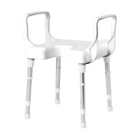 Cannes Shower Stool features armrests and a front opening.