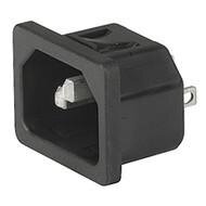 IEC Panel Inlet C14, Snap on Mounting, front side.