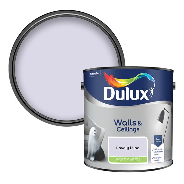 Dulux Soft Sheen Lovely Lilac 2.5L Paint Tin & Colour Swatch