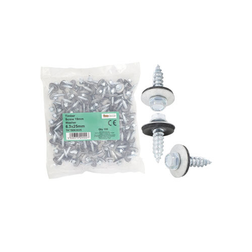 6.3x60mm Hex Timber Screw with Washer 100PC