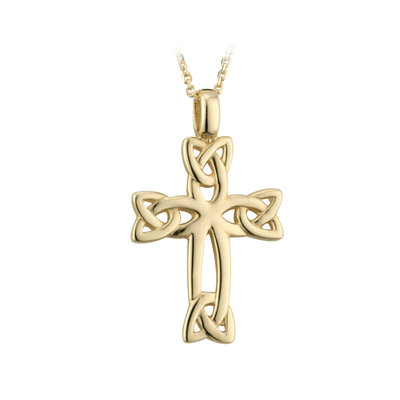 14K Gold Diamond Celtic Cross Necklace 