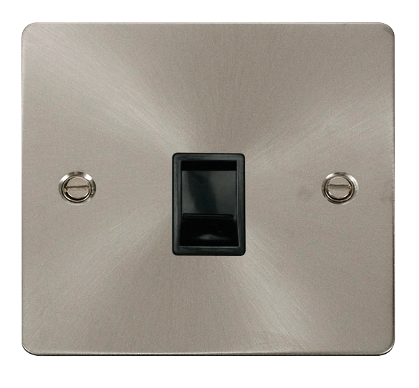 Click Define 1G Telephone Socket Brushed Steel Black Insert FPBS115BK