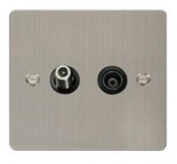 CO-AX/SATELITE OUTLET FLAT STAINLESS STEEL BLACK