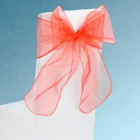 Snow Sheer Chair Tie Red - 23 x 300cm