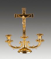 Metal Candleholder With Cross   (88437)