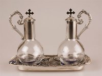 Cruet Set/Silver Finish/Magnetic Tray - 5 inch   (88406S)