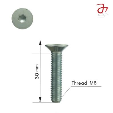 DIN 7991 Socket Countersunk Head Cap Screw M8x30 Steel Zinc-Plated 8.8