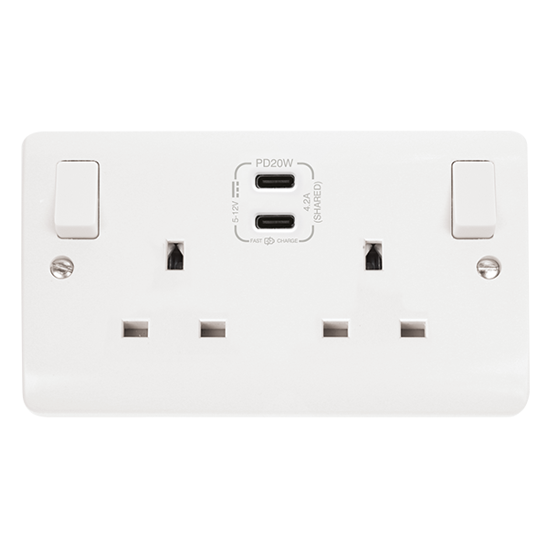 Click Mode 2G Switched Socket + C&C USB White CMA796
