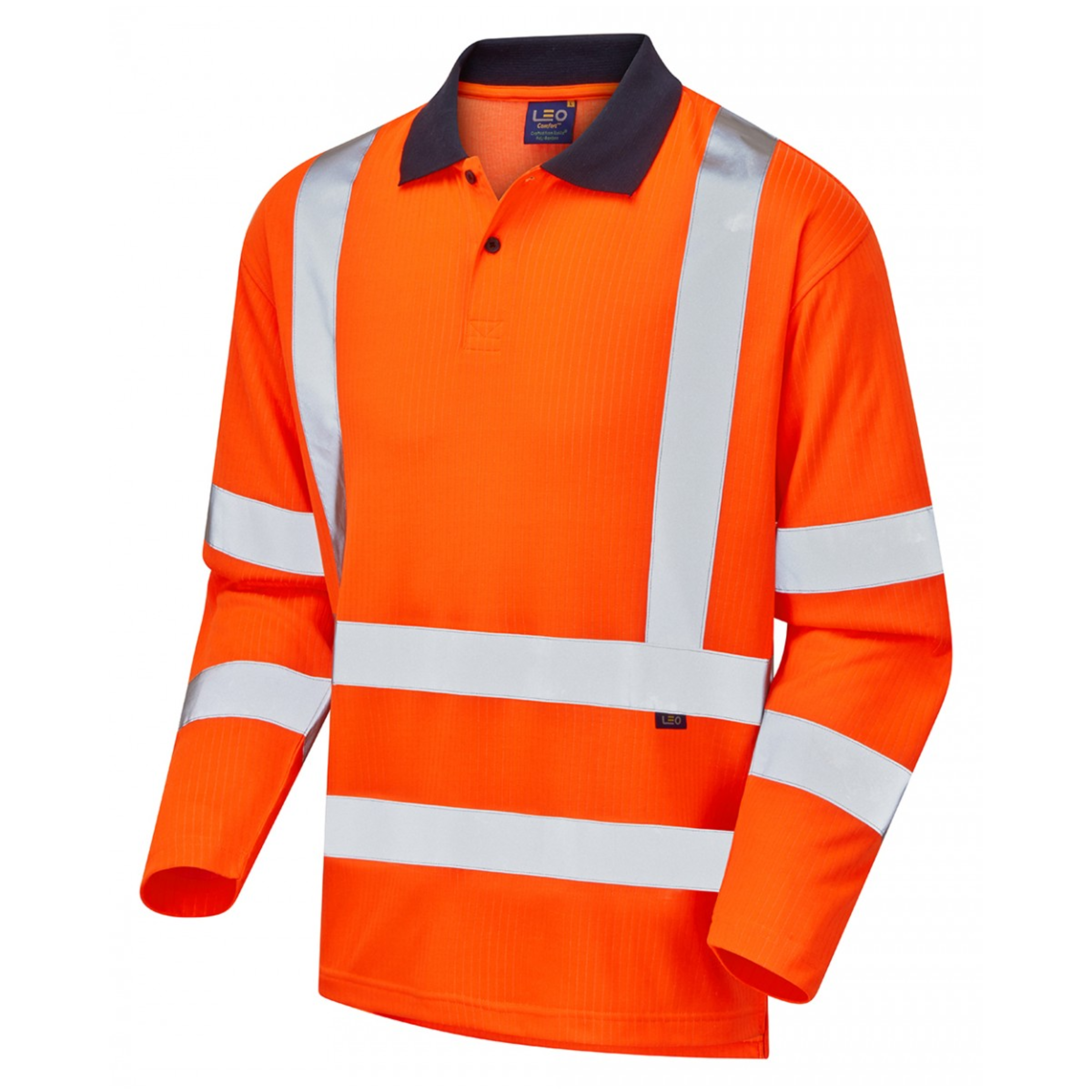 Leo Swimbridge Hi Vis Long Sleeve Polo Shirt, Orange