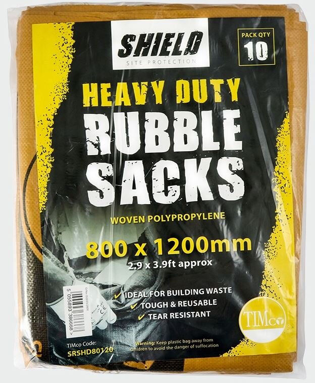 Large Heavy Duty Rubble Sacks 80x120cm Pack 10 Goodwins