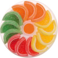 Woogie fruit flavour jellies in round acetate box 12x200g