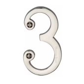 C1560-3-PNF - Heritage Brass Numeral 3 Face Fix 76mm (3") Polished Nickel Finish