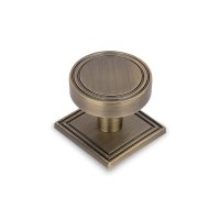 Round Knob and Back Plate Antique Brass 37mm Diameter