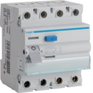 Hager 63A 4P 6kA 30mA Type A RCD CDA463U