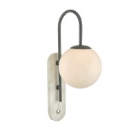 DEUCE 1LT WALL LIGHT DARK GREY & WHITE MARBLE IP44