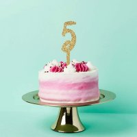 Gold Number '5' Glitter Acrylic Cake Topper